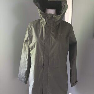 Gray/Green Under Amour Utility/Rain Hooded Jacket - women's XL
